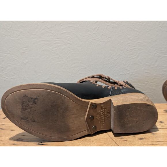 Musse & Cloud Black Brown Leather Aina Strapped Side Buckled Boots US Size 7 - Picture 9 of 11